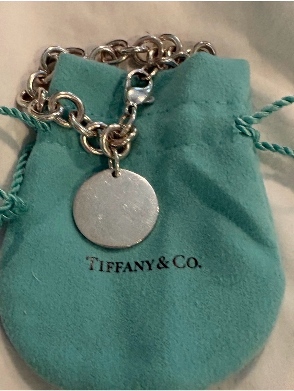 Tiffany & Co 7” - 7 1/2” Circle Pendant Bracelet with pouch - Picture 2 of 6